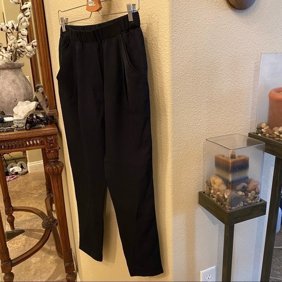 3.1 PHILLIP LIM Black 100% Silk Tapered Pants Size 0 - Picture 2 of 10